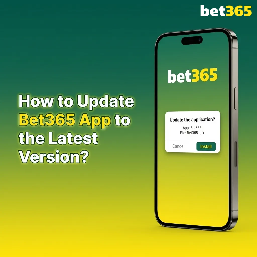 Smartphone screen showing Bet365 app update notification with download and install prompt