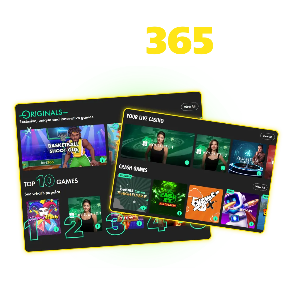 Play the best Bet365 online casino and live casino games now.