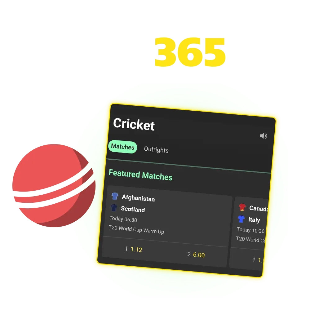 Place your winning bets on Bet365 cricket betting matches in India.