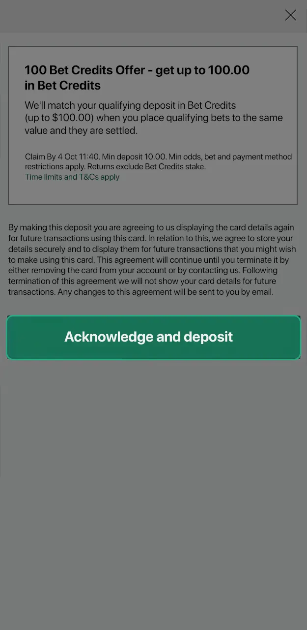 Finalize the payment to finish your Bet365 deposit and start playing.