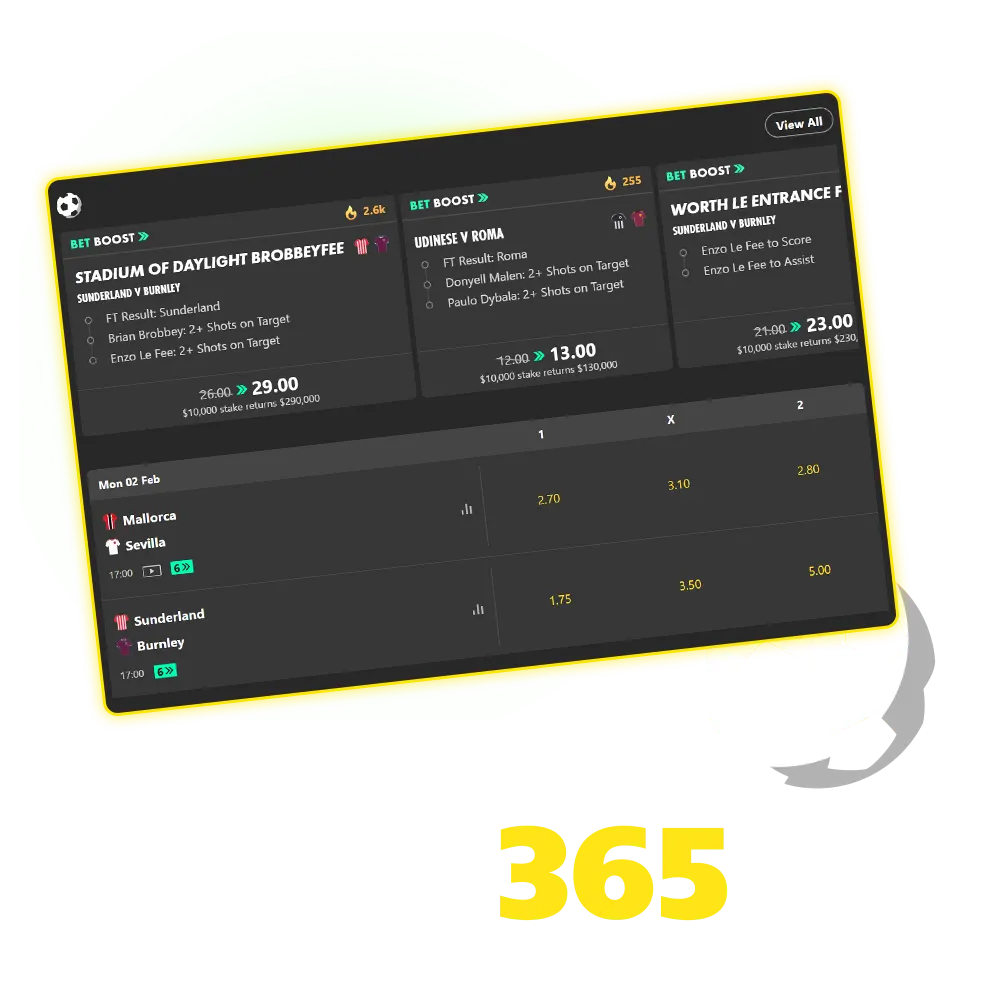 Explore diverse Bet365 football betting markets and start wagering online today.