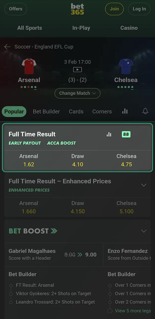 Find the best odds and markets for your Bet365 football betting.