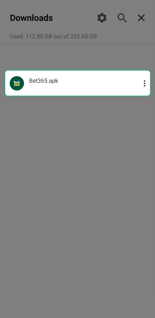 Run the downloaded file to set up the Bet365 Android app.