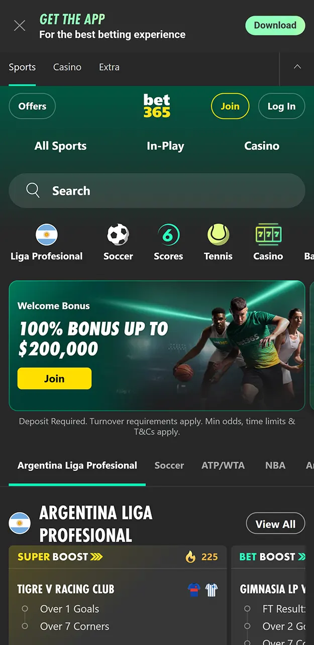 Use your mobile browser to access Bet365 for the Android app.