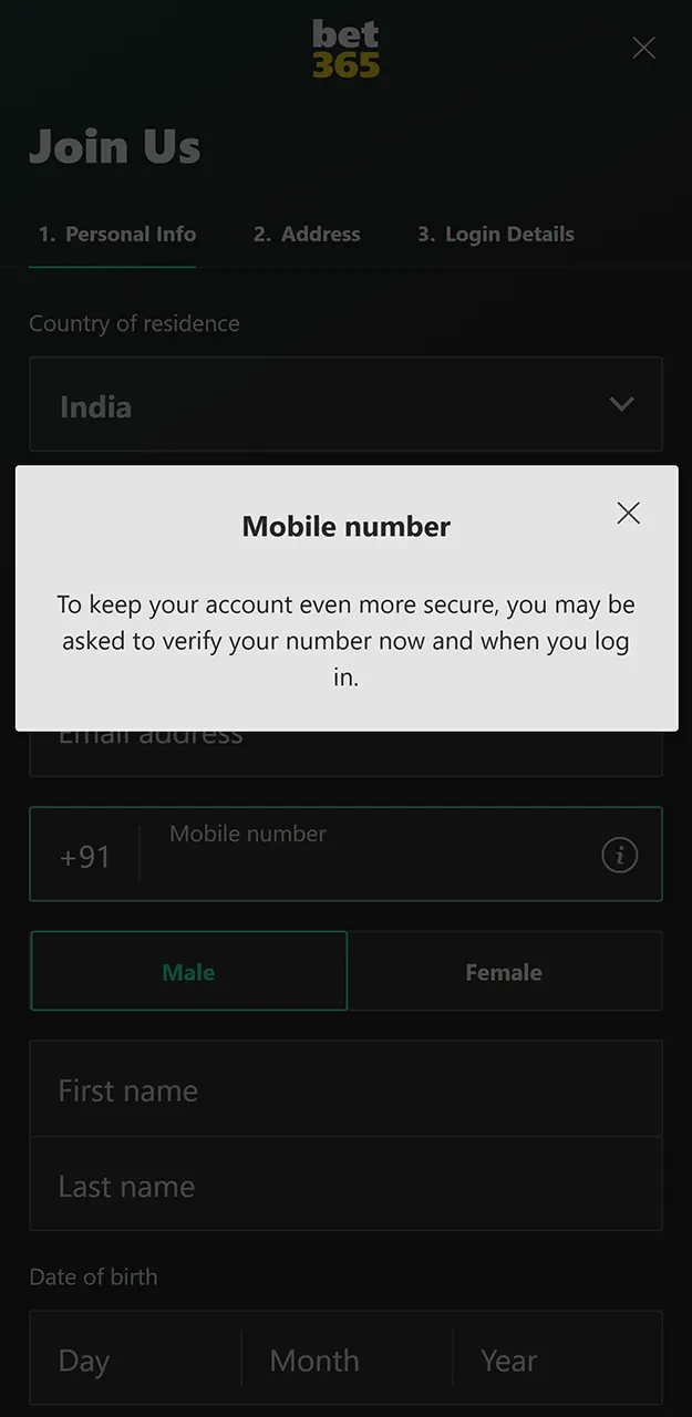 Complete the registration identity check to unlock all Bet365 features now.