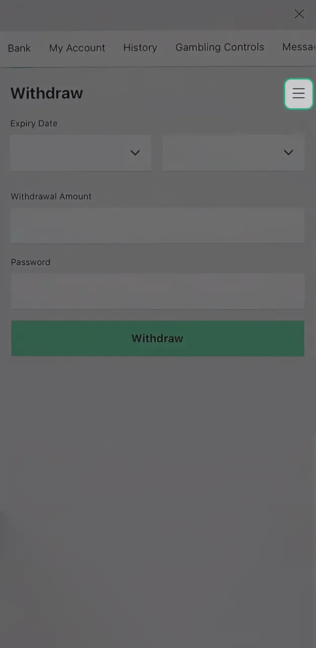 Select your preferred banking option for a secure Bet365 withdraw transaction.