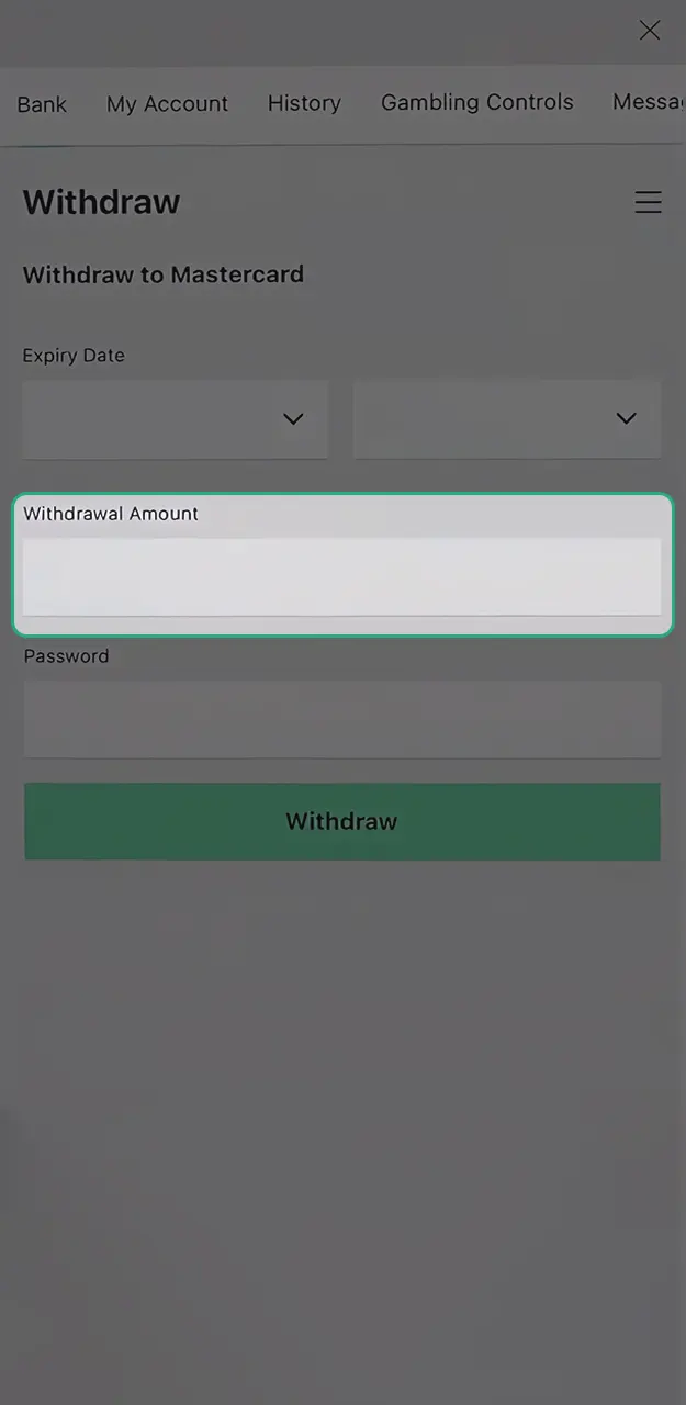 Specify the total funds you wish to withdraw from Bet365 India.