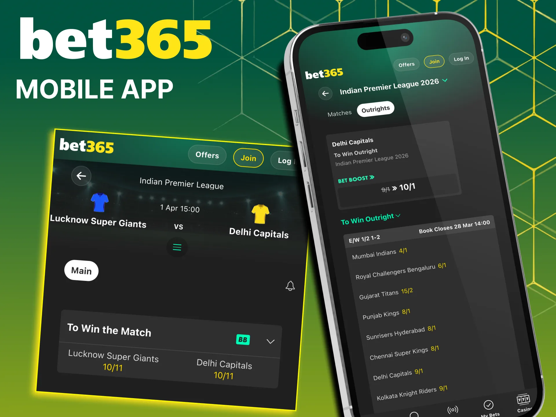 Mobile users can access all IPL Bet365.