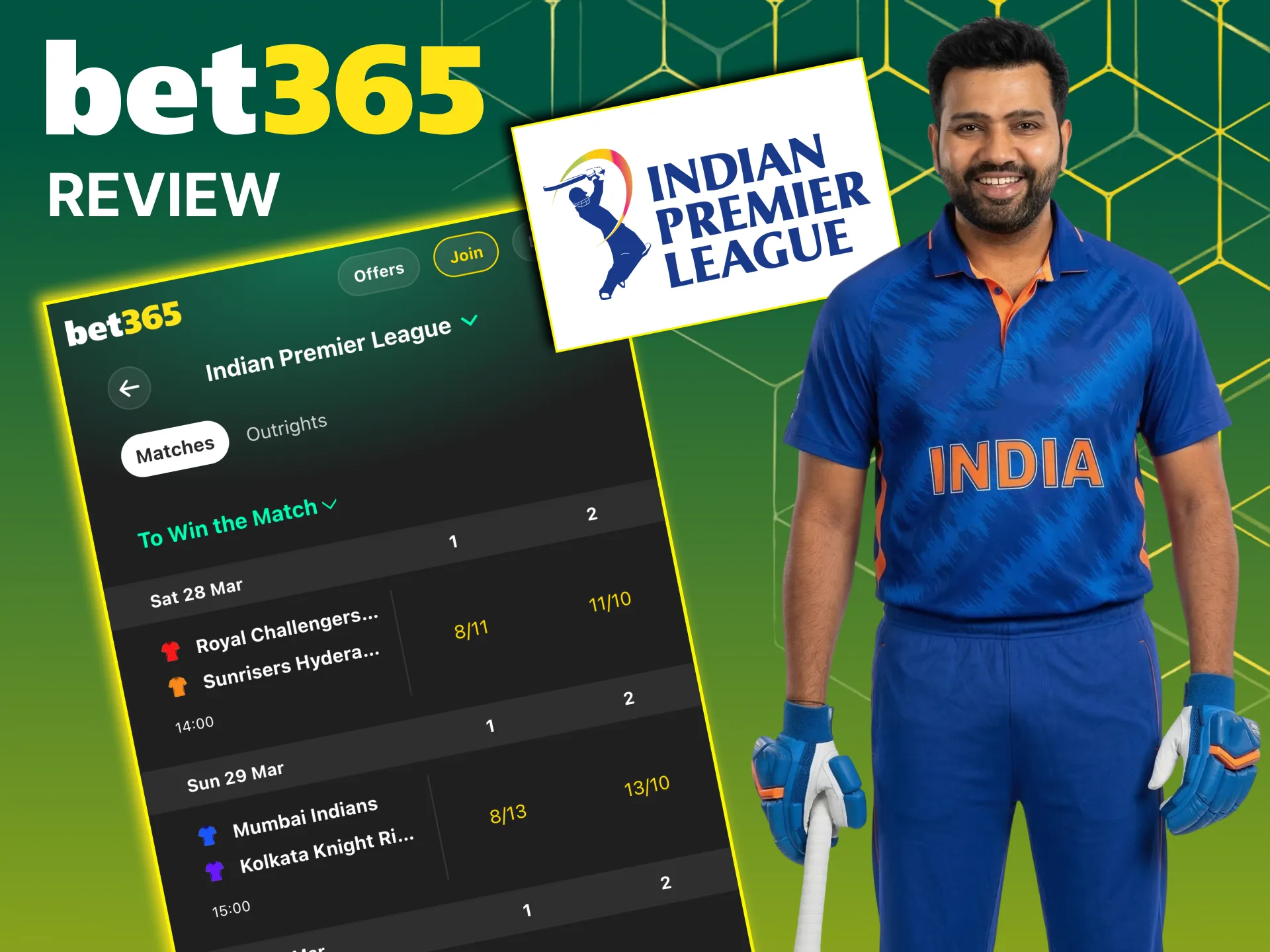 Bet365 description of IPL league format with ten teams and playoffs.