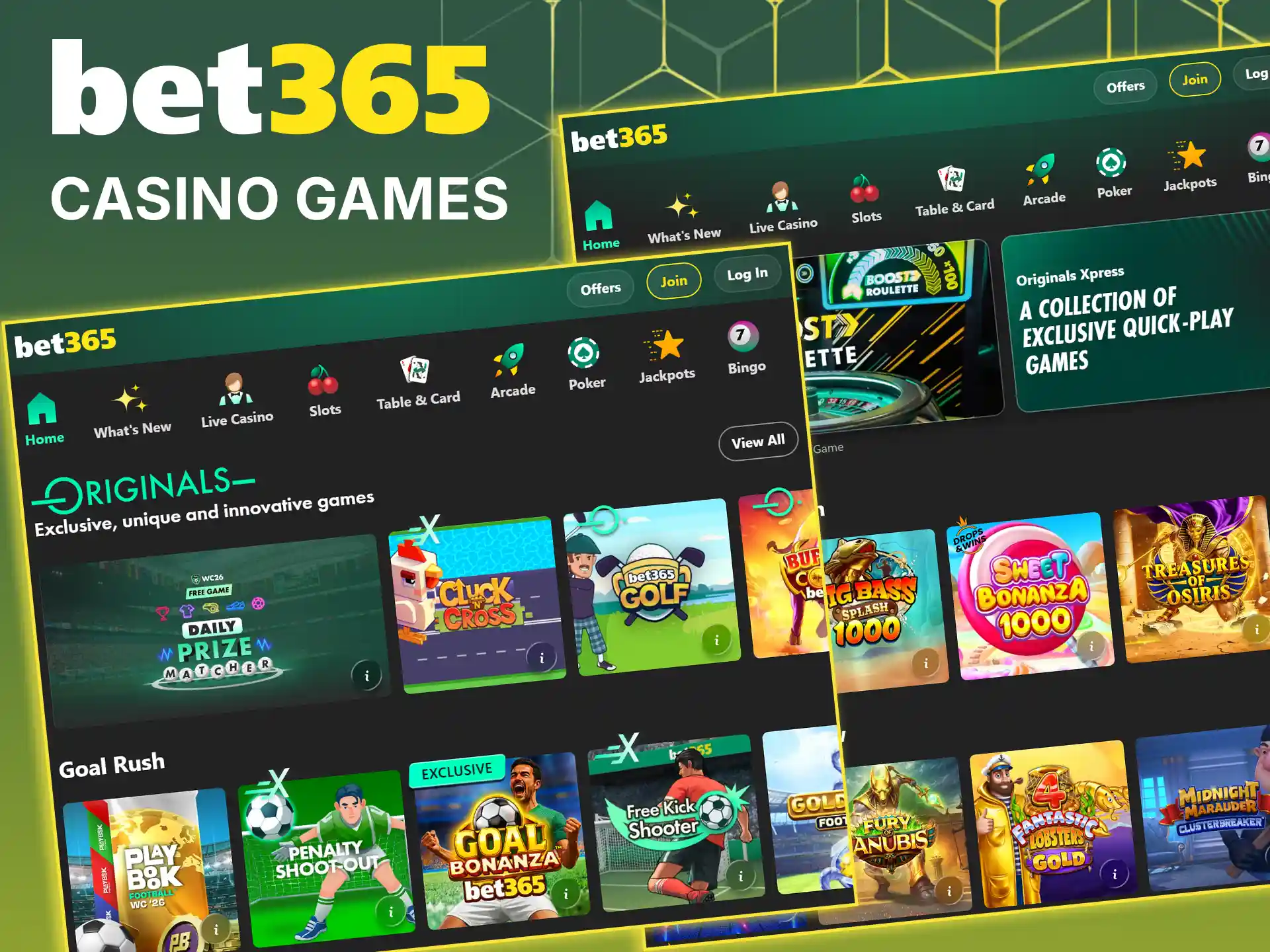 Launch your favourite slots and table casino games on Bet365.