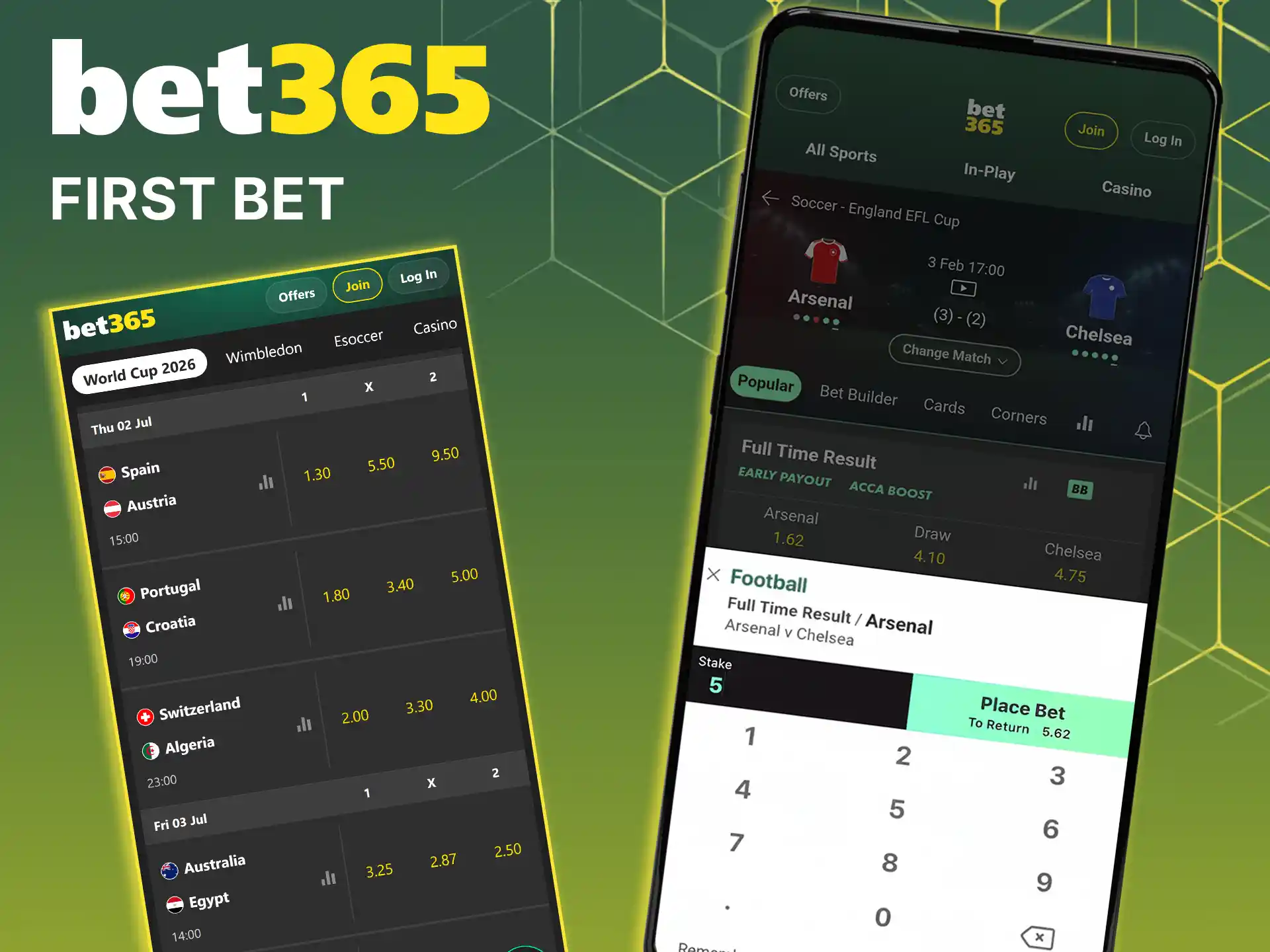 Follow the simple tutorial to make your first bet in the Bet365 app.