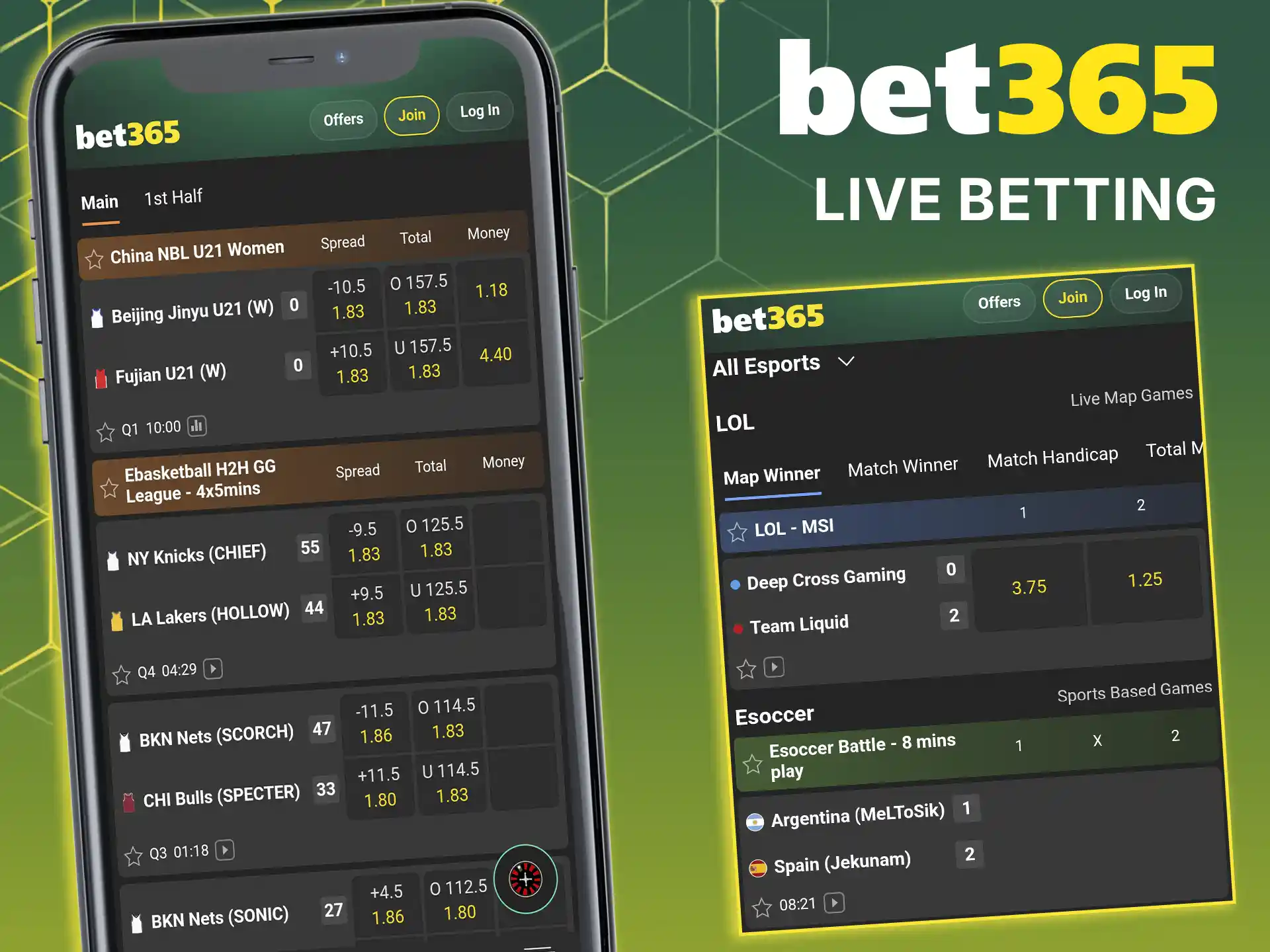 Explore real-time wagering tools and options in the section live betting features on Bet365.