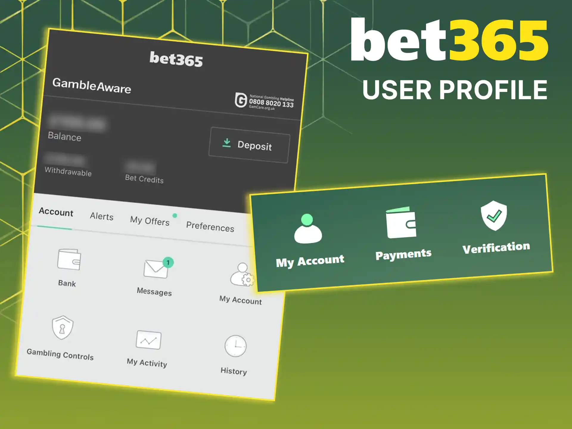 Manage your account settings on Bet365.
