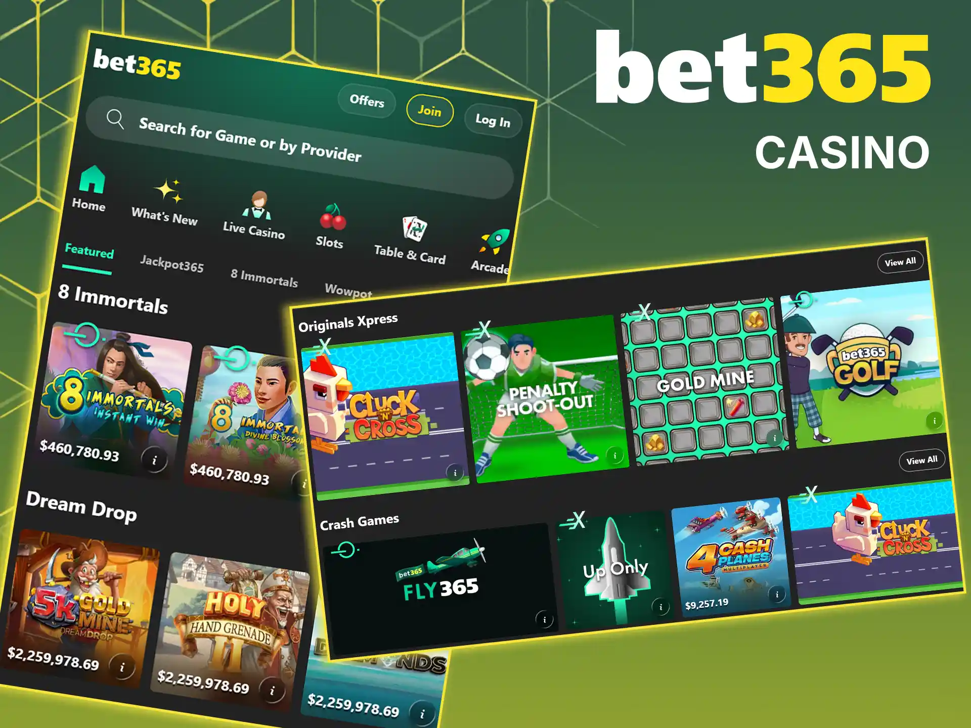 Open the gaming library and play slots at Bet365 online casino.