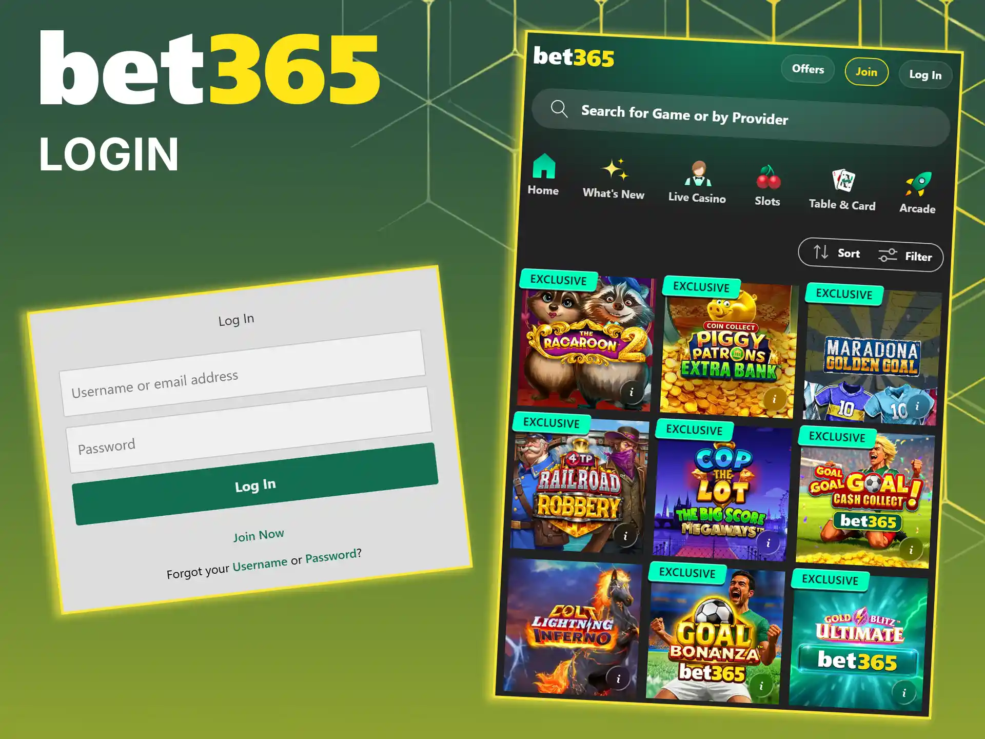 Sign in to your profile by completing the login to Bet365 account.