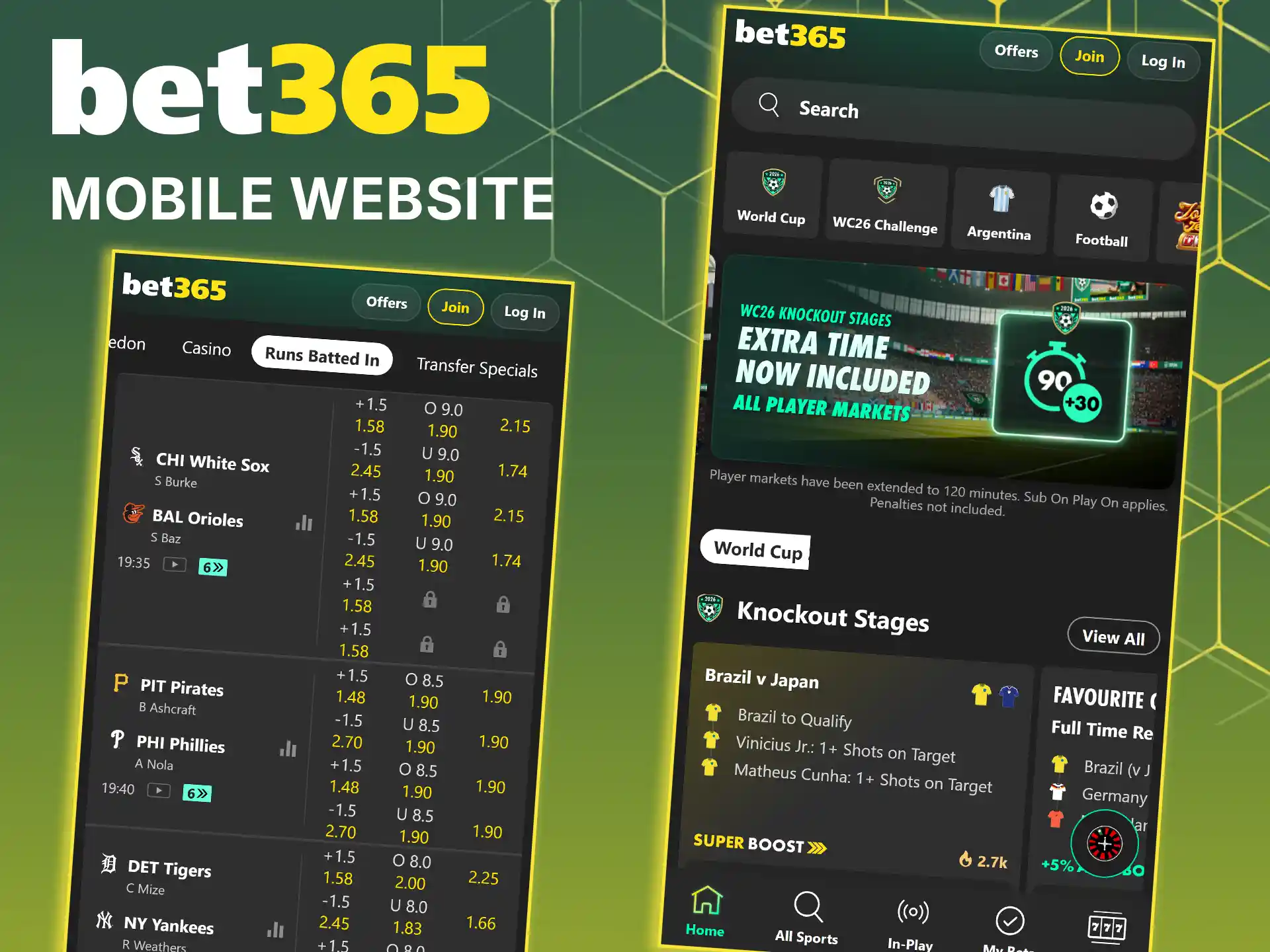 Open the platform directly in your browser using the mobile website version of Bet365.
