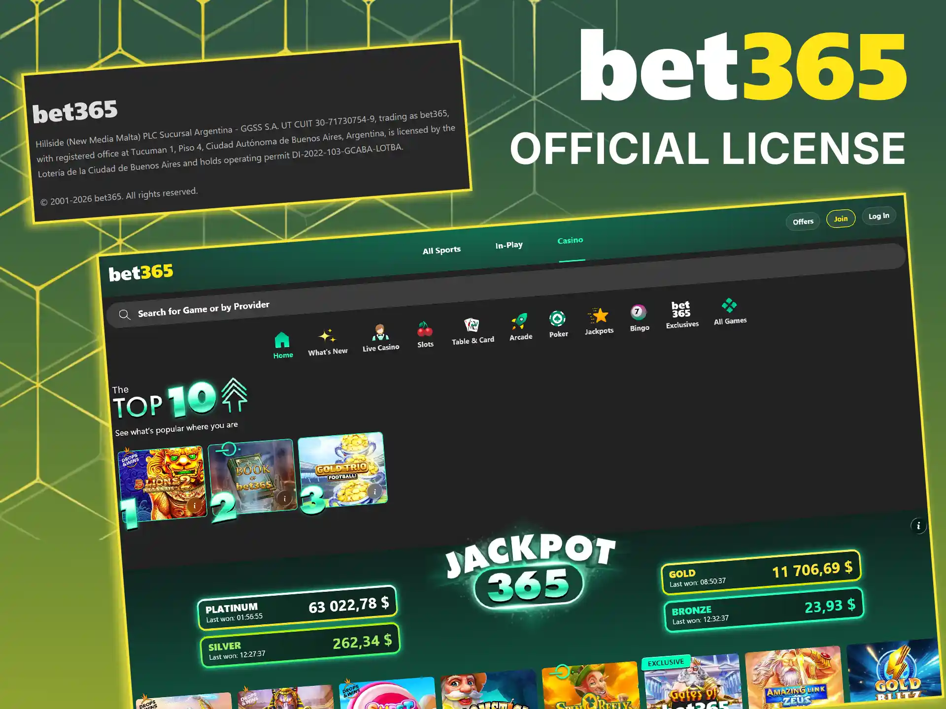 Check Bet365's official license.