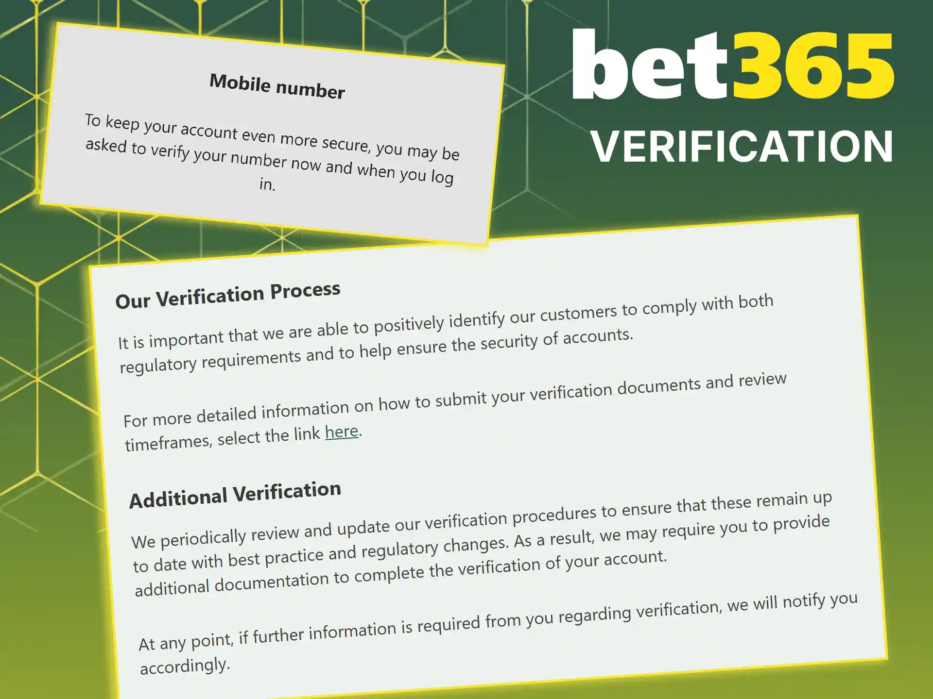 Confirm your identity during the account verification process on Bet365.