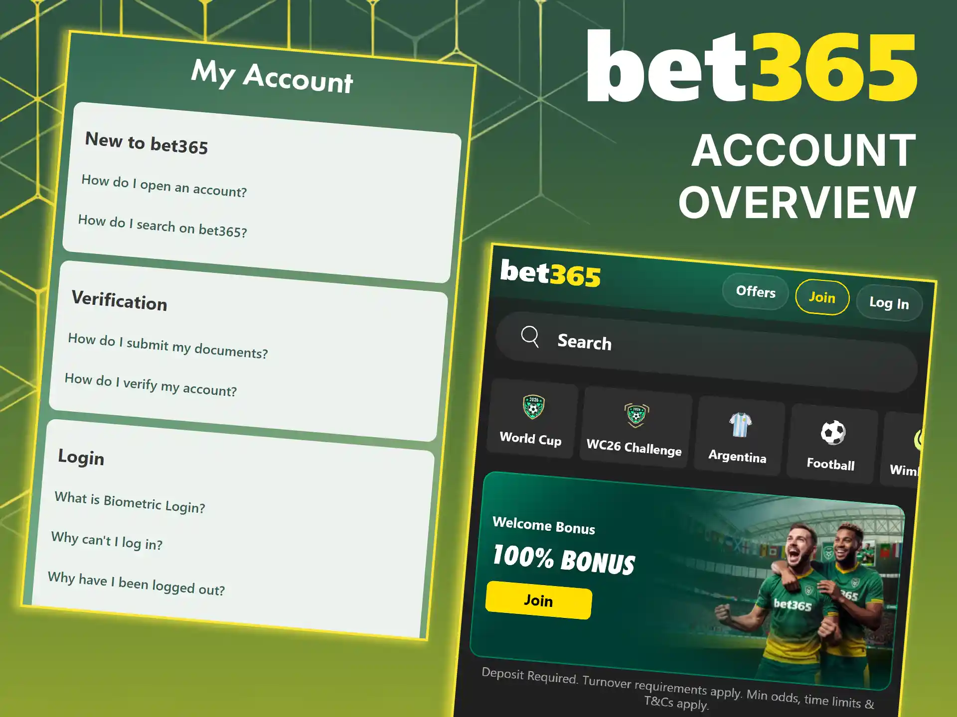 Manage your profile information on Bet365.