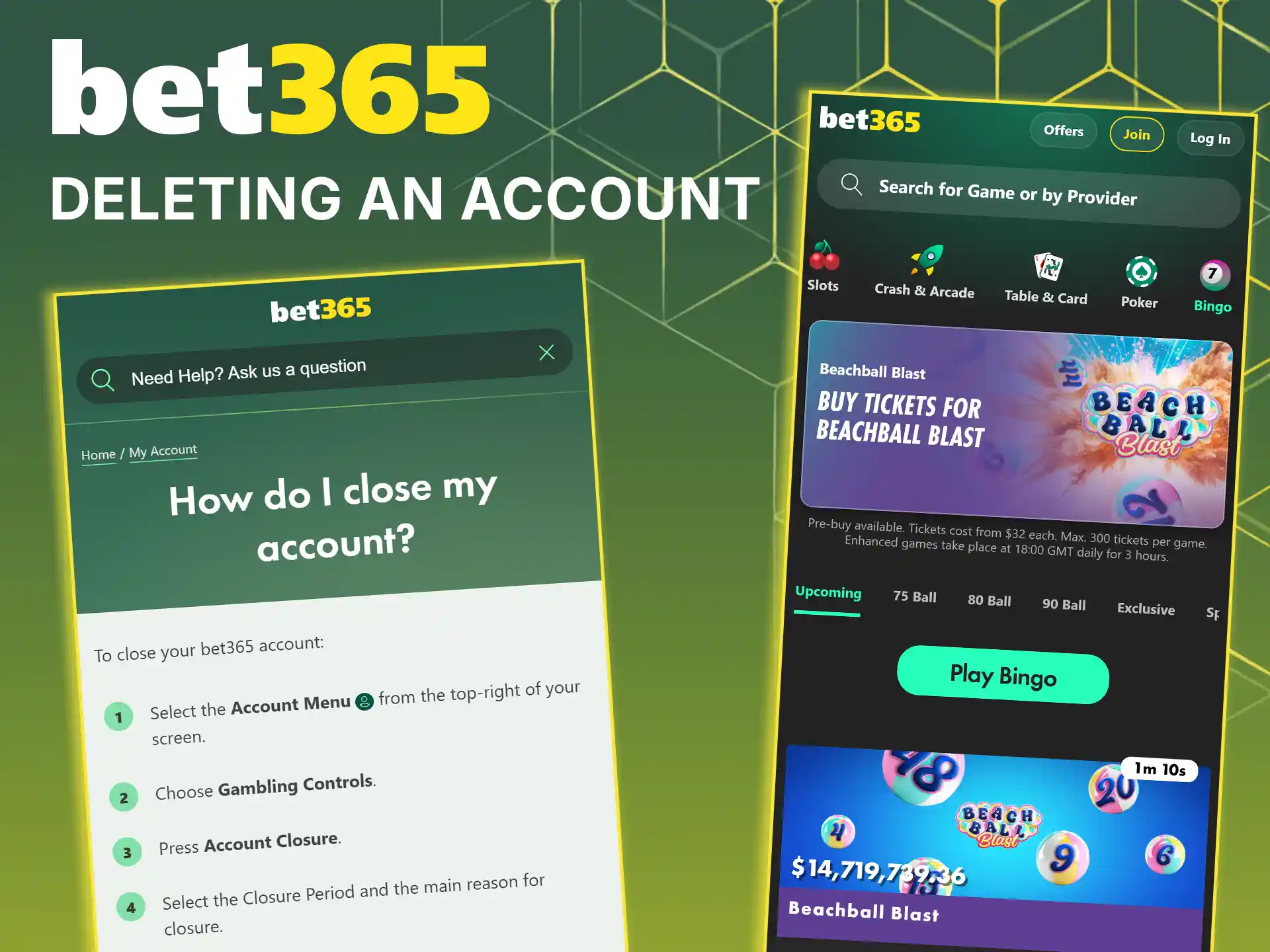 Read the detailed instructions on the steps to delete a personal account on Bet365.